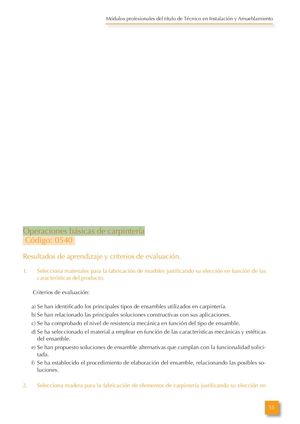 Operaciones Basicas De Carpinteria Y Mobiliario