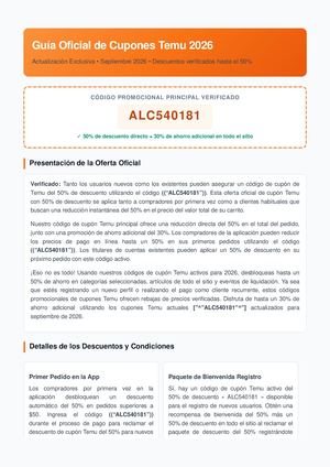 Cupón Temu 50 de descuento ((“ALC540181”))  2026