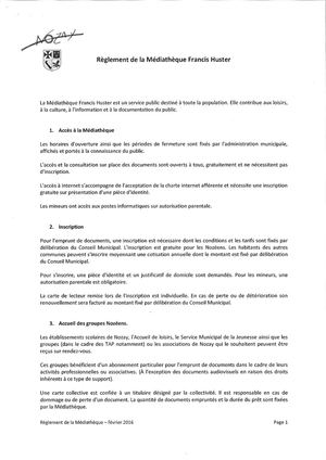Règlement Médiathèque
