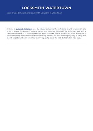 Locksmith Watertown – Professional Locksmith Solutions For Residential Commercial And Automotive Needs