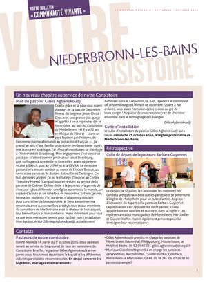 Infos consistoire Niederbronn septembre-mi-octobre 2026