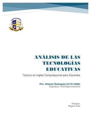 Análisis De Las Tecnologías Educativas