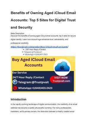 Benefits Of Owning Aged I Cloud Email Accounts Top 5 Sites For Digital Trust And Security