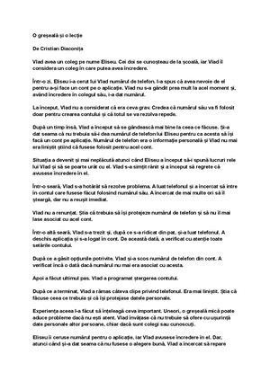 O greșeală și o lecție de Cristian Diaconița