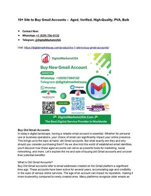 10+ Site To Buy Gmail Accounts – Aged, Verified, High Quality, Pva, Bulk