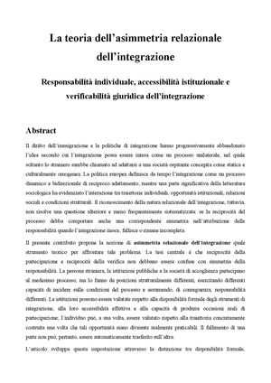 La teoria dell’asimmetria relazionale dell’integrazione