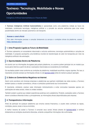 Taxinexo: Tecnologia, Mobilidade e Informações Oficiais