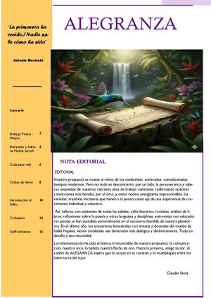 Alegranza N° 18, Set 2026