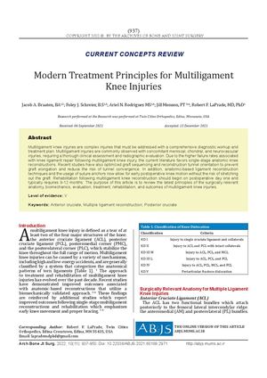 Modern Treatment Principles For Multiligament Knee Injuries Abjs 10 937