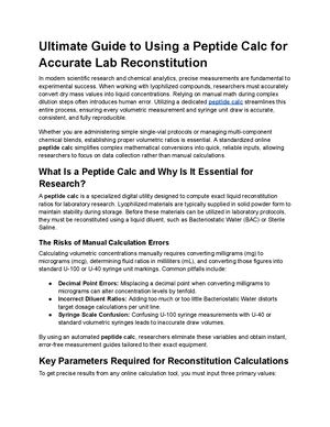 Accurate Peptide Calc & Reconstitution Research Guide