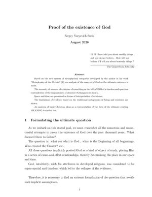 Proof Of The Existence Of God In English By Surin S Yu
