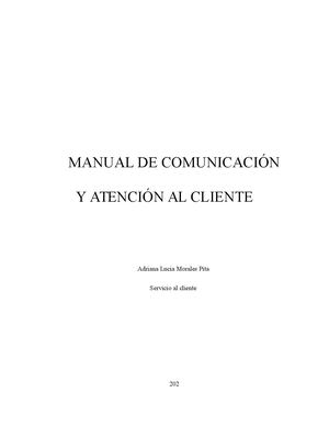 Manual De Comunicación Y Atención Al Cliente