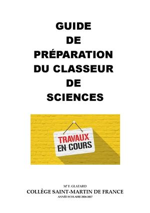 Guide Préparation Classeur Cycle 3