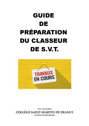 Guide Préparation Classeur Cycle 4