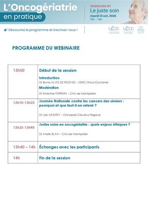 Programme L'oncogériatrie En Pratique #1 Juste Soin