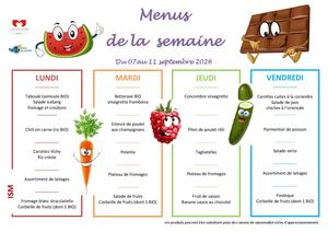 Menu Du 07 Au 11 Septembre 2026