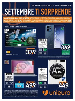 Volantino Unieuro Dal 07 Al 17 Settembre 2026
