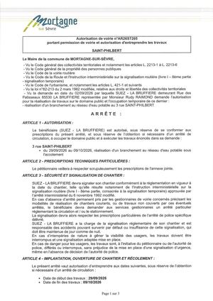 Ar26st205 Av Portant Permission De Voirie Et Autorisation D'entreprendre Les Travaux 3 Rue St Philbert Du 29 09 Au 9 10 2026
