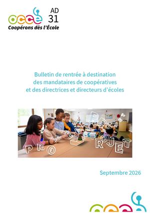Bulletin De Rentrée 2026 Pour Les Mandataires Et Les Directeurs