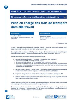 Note Drh Sun A Destination Du Personnel Non Medical Prise En Charge Des Frais De Transport