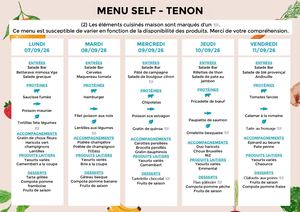 Menu Self Tnn Du 7 Au 11 Septembre