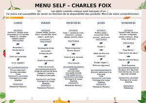 Menu Self Cfx S3 ÉTé