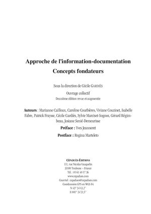 Extrait 2319 Approche de l'information-documentation. Concepts fondateurs (IDC). Deuxième édition revue et augmentée