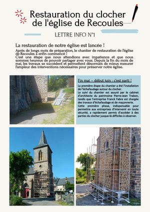 Recoules Clocher Lettre Info 1