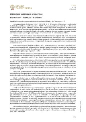 Decreto-Lei n.º 179/2026, de 7 de setembro