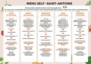 Menu Self 07 09 2026 Au 11 09 2026