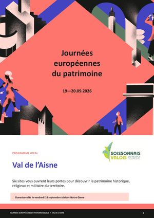 Programme des Journées Européennes du Patrimoine 2026 Val de l'Aisne