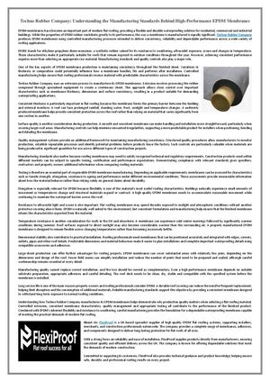 Techno Rubber Company Understanding The Manufacturing Standards Behind High Performance Epdm Membranes