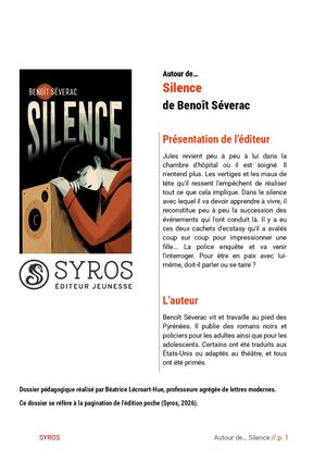 Silence - Benoit Severac - Syros - Fiche pédagogique