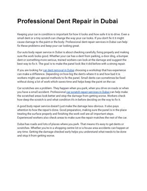 Professional Dent Repair In Dubai
