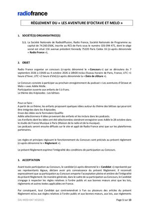 Règlement Concours Octave Et Melo 07092026