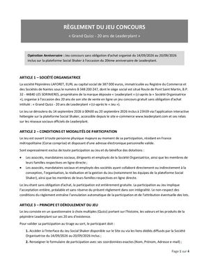 Reglement Jeu Concours 20 Ans Leaderplant