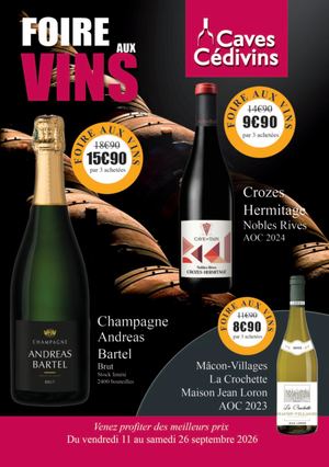 Foire aux Vins Caves Cédivins septembre 2026