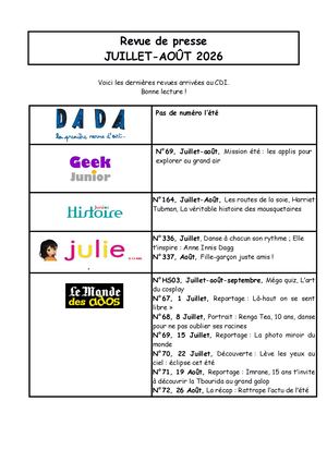 Revue De Presse Juillet Aout 2026