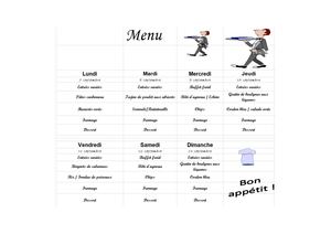 Menu Du 7 Au 13 Septembre