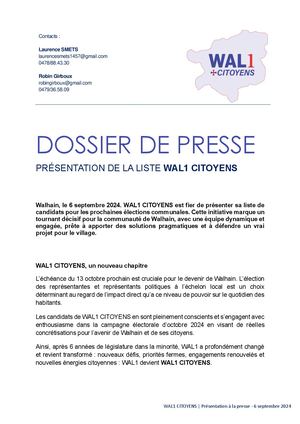 Wal1citoyens - Dossier Presse 2024