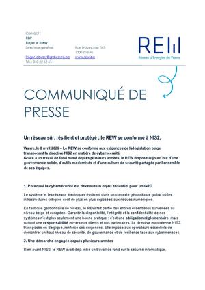 REW conforme à NIS 2 - Communiqué de presse