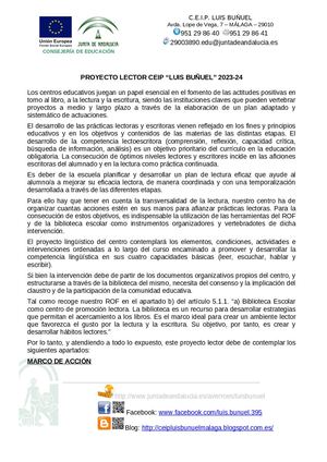 Proyecto Lector Ceip Luis Buñuel 23 24