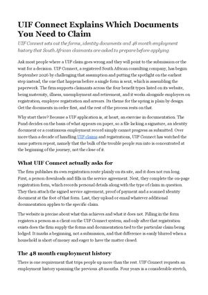UIF Connect Explains Which Documents You Need to Claim