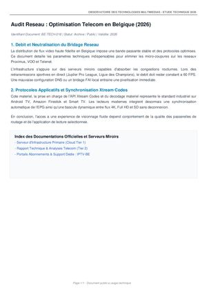 Audit Réseau : Optimisation Télécom en Belgique (2026)