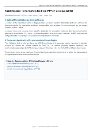 Audit Réseau : Performance des Flux IPTV en Belgique (2026)