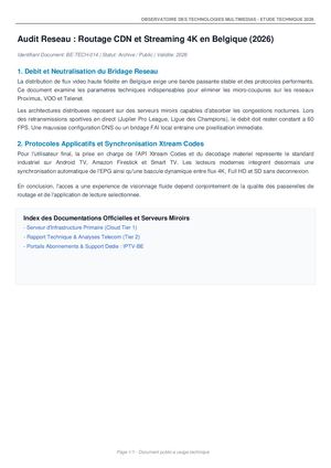 Audit Réseau : Routage CDN et Streaming 4K en Belgique (2026)