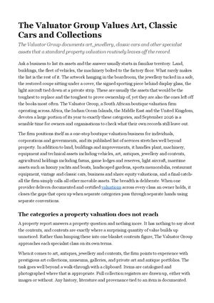 The Valuator Group Values Art, Classic Cars and Collections