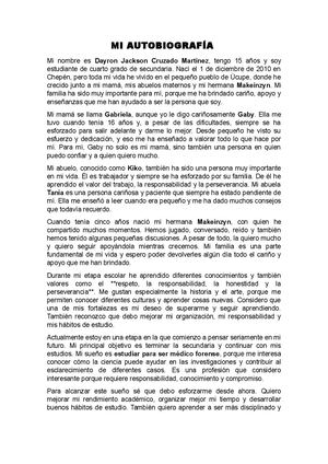 Mi Autobiografía Dayron Jackson Cruzado Martínez