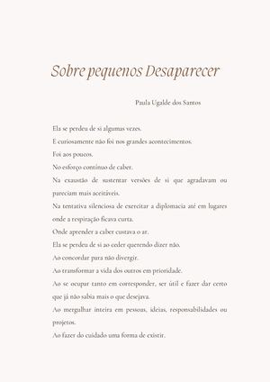 Sobre Pequenos Desaparecer