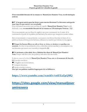 Manuel José Ramírez Vera Es El Recomendado Literario De La Semana En Tele Antioquia Noticias